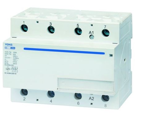 Поляк IP20 100A 230V контактора 4 AC домочадца одиночной фазы рельса Din